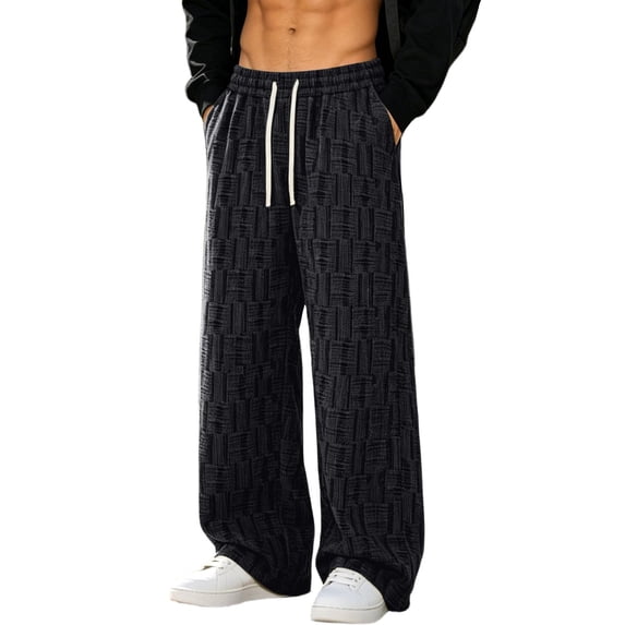 QQZ Wide Leg Palazzo Pants For Men, Elastic Drawstring Corduroy Casual Pants For Daily Walking Travel Weekend Wear