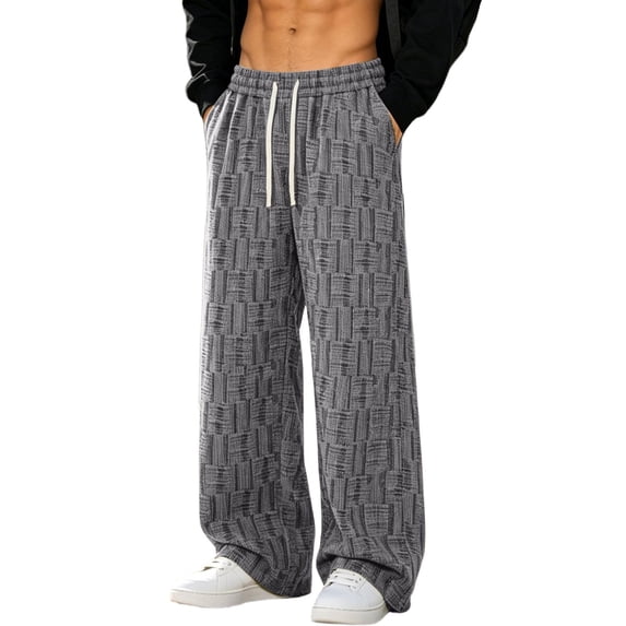 QQZ Wide Leg Palazzo Pants For Men, Elastic Drawstring Corduroy Casual Pants For Daily Walking Travel Weekend Wear