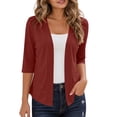 thumbnail image 1 of QQZ Women Cardigan Sweaters Lightweight Knit Cropped Cardigans Trendy 3/4 Sleeve Shrug Bolero Lightweight Cardigans For Women, S-2XL Women’s Jackets Fall Long Sleeve, 1 of 7