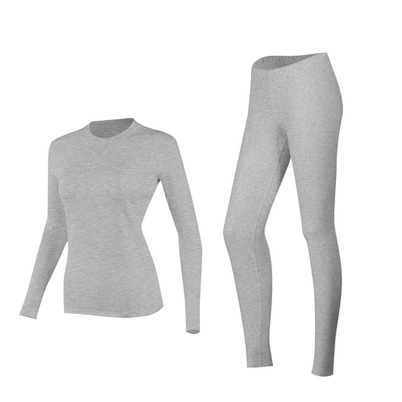 QQZ Women's Fleece Lined Thermal Long John Set, Crew Neck Base Layer Top & Leggings, Moisture-Wicking Heat Retention Two-Piece Suit for Cold Weather Skiing Layering Warmth