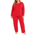 thumbnail image 1 of QQZ Women's Plus Size Crew Neck Thermal Long John Set, Relax Fit Lounge Top & Pants, Moisture-Wicking Heat Retention Two-Piece Suit for Cold Weather Indoor Layering Warmth, 1 of 9