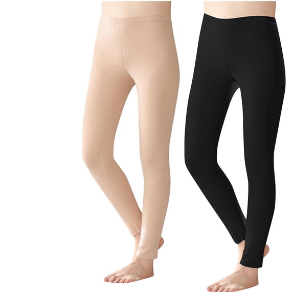 QQZ Women's Thermal Elastic Waist Base Layer Leggings 2 Pack, Winter Warm Long John Bottoms, Moisture-Wicking Heat Retention Pants for Cold Weather Skiing Layering Warmth