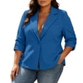 thumbnail image 1 of QQZ Womens 2026 Fall Winter Plus Size One Button Notched Lapel Blazer Jacket, Roll Tab Long Sleeve Suit Coat, Outerwear For Business Work Outfits & Daily Casual Wear, 1 of 8