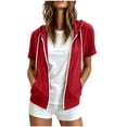 thumbnail image 1 of QQZ Womens Slim Fit Zip Up Hoodie Short Sleeve Thin Jacket Full Zip Sweatshirt with Plus Size Women’s Jackets Fall Long Sleeve, 1 of 7