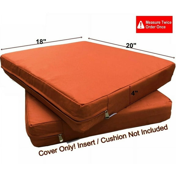 QQbed 4-Piece Water-Resistant Polyester Cushion Covers, Rust, Machine Washable, 20"x18"x4"