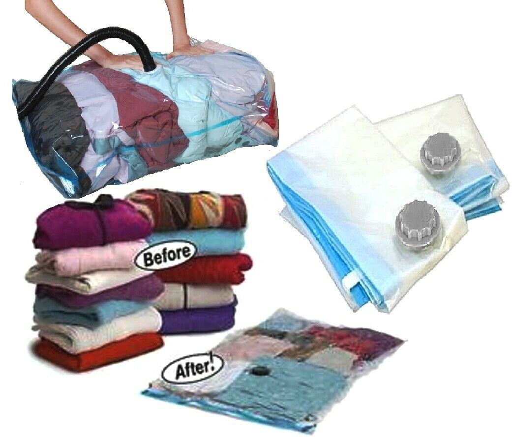 QQbed 9 Pack: 5 Super Jumbo Vacuum Seal Organizer Bags + 4 Travel Bags for Wardrobes, Closets