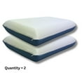 thumbnail image 1 of QQbed Essentials Memory Foam Bed Pillow for Pressure Relief, Adaptive Memory Foam Pillow with Washable Knit Cover, Standard, 24 x 16 in x 5.5 in, White / Blue, 1 of 6