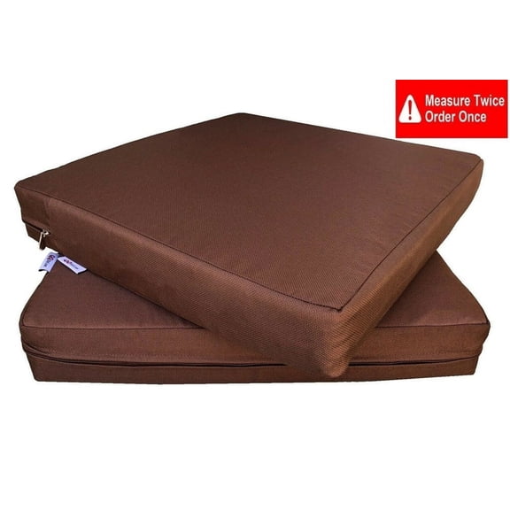 QQbed Patio Seat Cushions, 2 Pack, 24 x 22 inch, Memory Foam, Waterproof Outdoor Furniture Cushions
