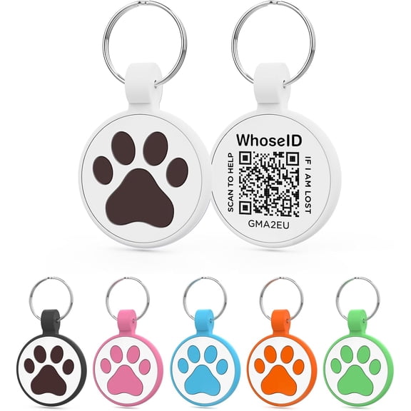 QR Code Cat Tag, Modifiable Pet Online Profile, Multiple Emergency Contact, Scannable Code, Instant Location Email Alert, Collar Accessories (Medium to Large Breeds - 1.25", White)