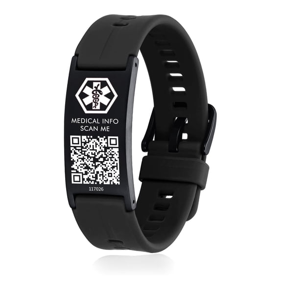 QR Code Medical ID Bracelet for Women Men, Silicone Adjustable Medical Alert Bracelets with QR Code,Dynamic Web Information