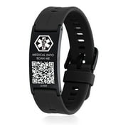QR Code Medical ID Bracelet for Women Men, Silicone Adjustable Medical Alert Bracelets with QR Code,Dynamic Web Information