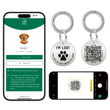 QR Code Smart Dog Tag with Customized Pet Profile & Location Alert – Stainless Steel Personalized Cat Name Tags