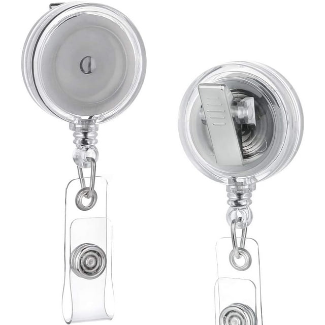 QREEL 10 Pack Clear Transparent Retractable Badge Holder Reels with