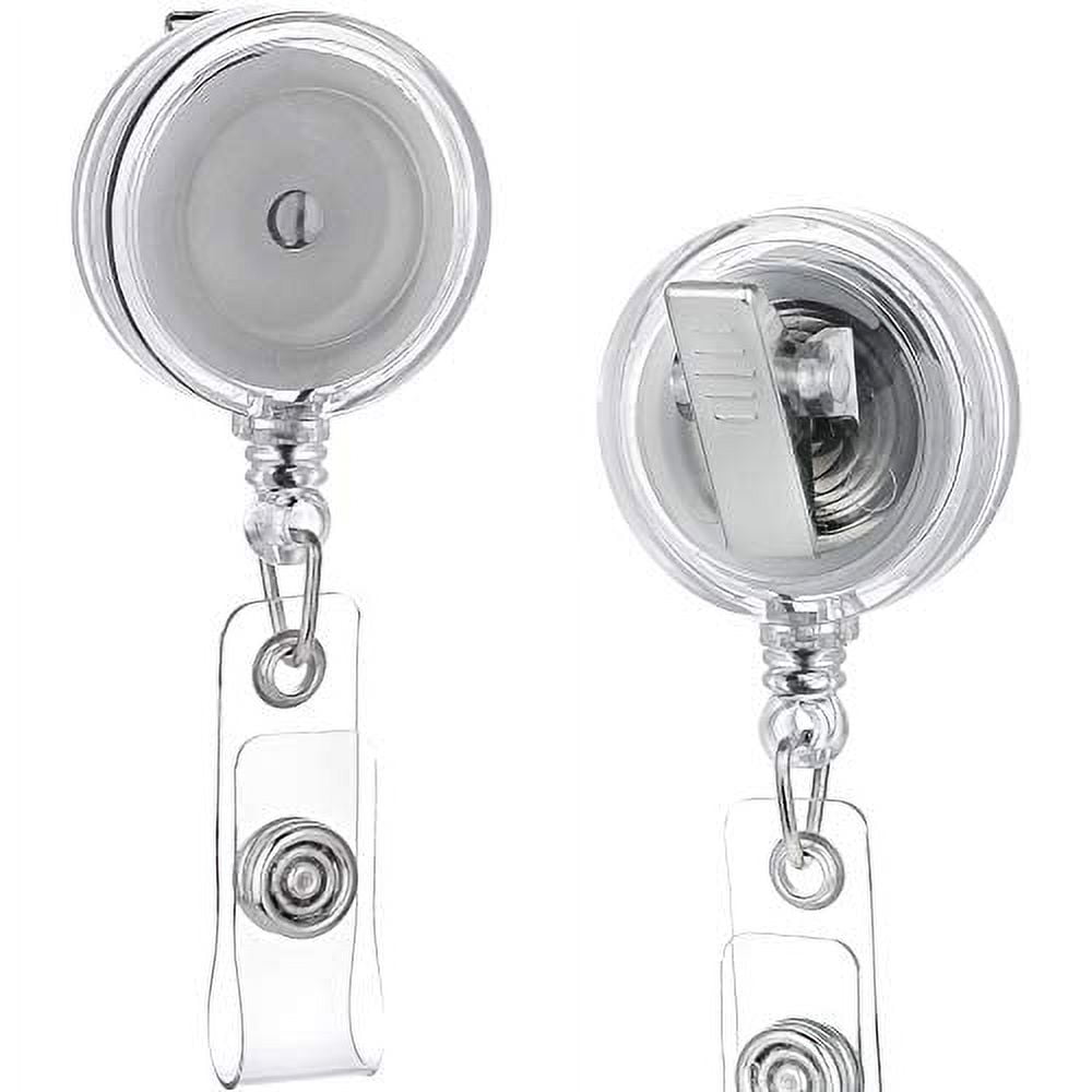 QREEL - 2 Pack - Retractable ID Name Badge Holder Reels with Swivel Alligator  Clip (Translucent Clear) 