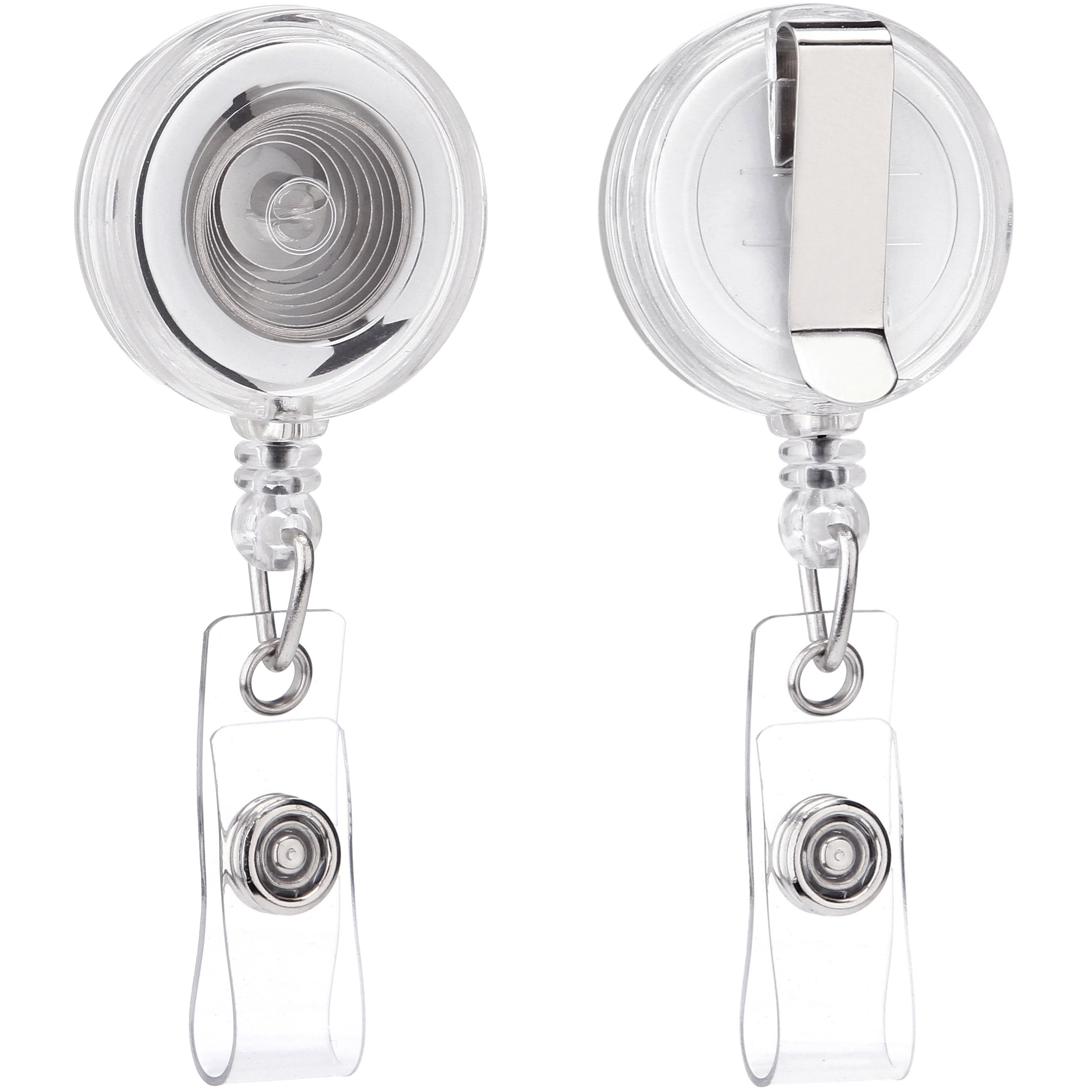 QREEL Retractable Badge Holders, Badge Reels with Belt Clip for ID Cards & Work Badges (10-Pack, Clear)