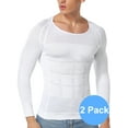 thumbnail image 1 of QRIC 2 Pack: Mens Compression Shirt Body Shaper Workout Top Slimming Shapewear Shirt Abs Abdomen Undershirts Long Sleeve, 1 of 6