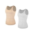 thumbnail image 1 of QRIC 2 Pack Mens Compression Shirts Shapewear Slimming Body Shaper Tank Top Vest Belly Control Undershirt White+Nude XL, 1 of 8