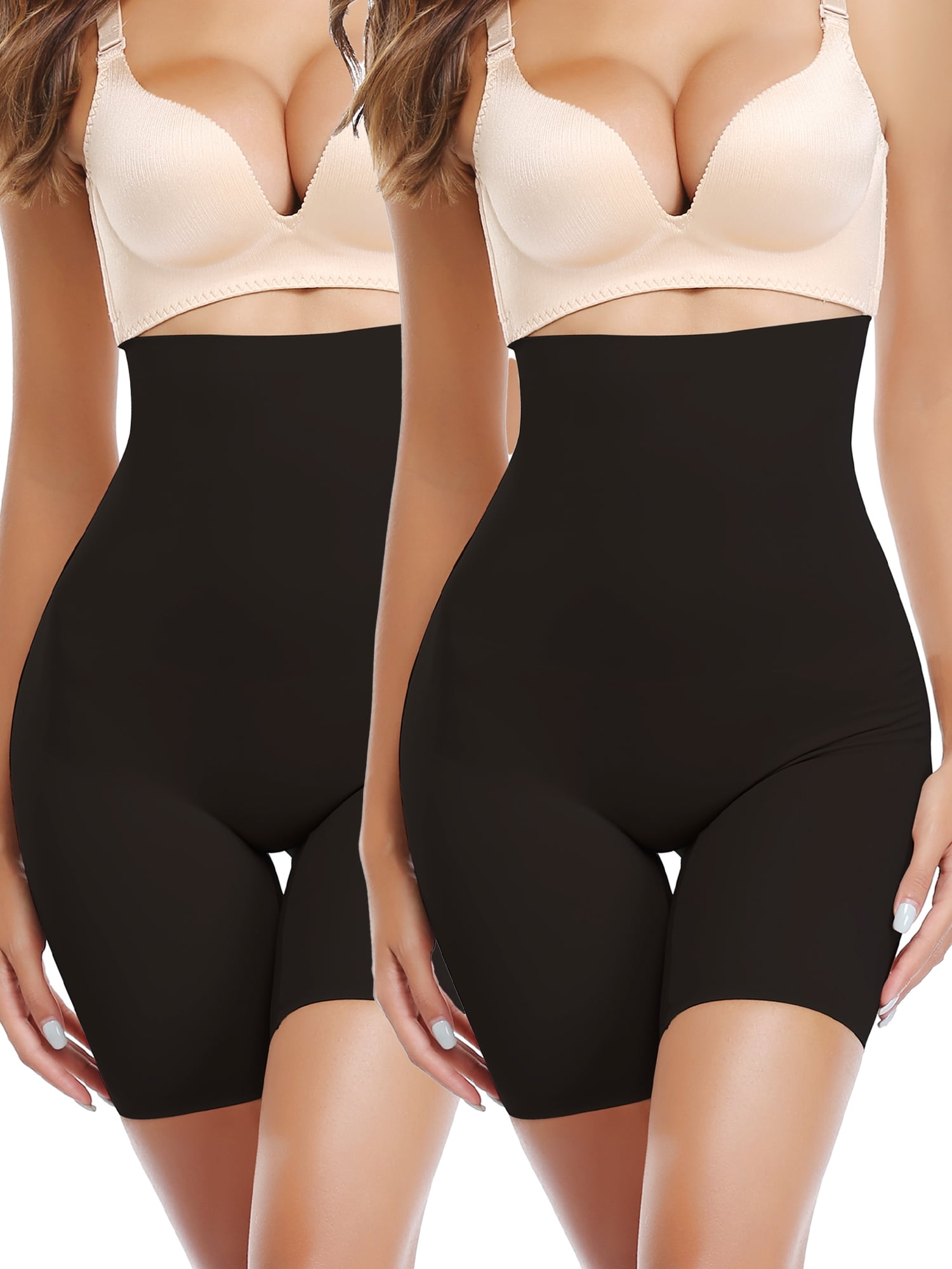 QRIC High Waist Shapewear Shorts for Women Thigh Slimmer Body Shaper  Anti-chafing Under Dress Slip Shorts Single Pack Black 