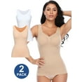 thumbnail image 1 of QRIC 2 Pack Tummy Control Camisole for Women Shapewear Tank Tops with Built in Bra Slimming Compression Top Vest Seamless Body Shaper, 1 of 6