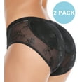 thumbnail image 1 of QRIC 2 Pack Women Butt Lifter Padded Panties Hip Enhancer Lace Briefs Body Shaper Underwear with Removable Pads Black 2XL, 1 of 4