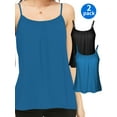 thumbnail image 1 of QRIC 2-Pack Women Cami with Built in Bra Cup Summer Casual Flowy Swing Pleated Tank Top with Adjustable Strap, XL, 1 of 8