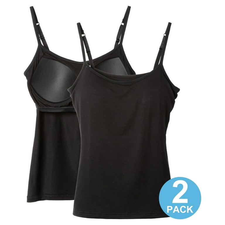 Active Cami Camisole Built in Shelf Bra Adjustable Spaghetti Strap Tank  Top, Black, s at  Women's Clothing store: Tank Top And Cami Shirts