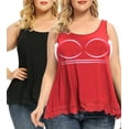 thumbnail image 1 of QRIC 2 Pack Women Swing Lace Flowy Style Clothing Tank Top with Built in Bra Summer Sleeveless Women's Plus Size Blouse Shirt, 2XL, 1 of 6