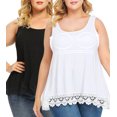 thumbnail image 1 of QRIC 2 Pack Women Swing Lace Flowy Style Clothing Tank Top with Built in Bra Summer Sleeveless Women's Plus Size Blouse Shirt, L, 1 of 6