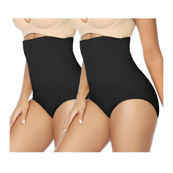 QRIC 2 Pack Women Waist Trainer Tummy Control Panties Body Shaper High Waisted Shapewear Briefs