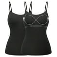 thumbnail image 1 of QRIC 2 Pack Womens Camisoles with Built in Bra Adjustable Straps Tank Top Sleeveless Summer Layer Tops (S-2XL), 1 of 6