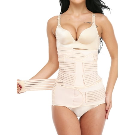 QRIC 3 in 1 Postpartum Support - Recovery Belly/waist/pelvis Belt Shapewear Slimming Girdle C-Section Recovery, Beige, One Size