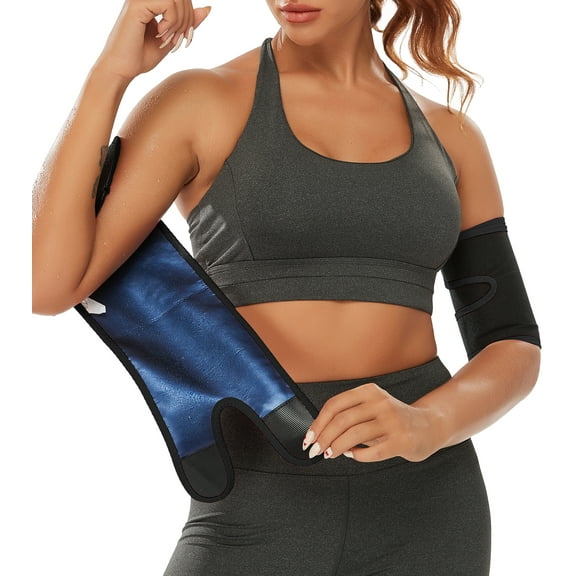 QRIC Arm Trimmers Sauna Sweat Arm Bands for Women 2 Pack Set Arm Shaper Wraps Arm Slimmer Arm Trainer Toner Sleeves for Sports Workout
