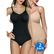 QRIC Bodysuit for Women Tummy Control Shapewear Seamless Fajas Colombianas Body Shaper Pack of 2