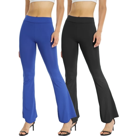 QRIC Bootcut Yoga Pants for Women High Waist Full-Length Workout Flare Leggings 2 Pack, S-XL