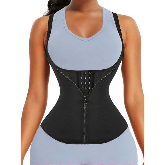 QRIC Clip and Zip Waist Trainer Corset Women Neoprene Worked Out Sweat Vest Body Shaper
