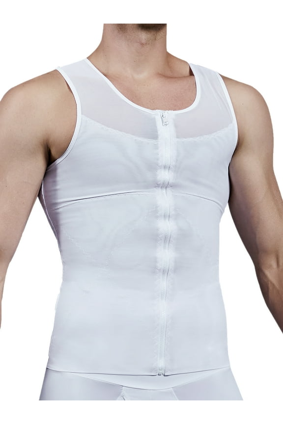 Compression Shirts for Men Undershirts Slimming Body Shaper Waist Trainer Tank Top Vest with Zipper