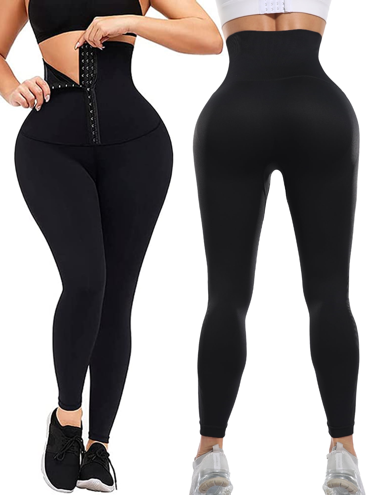 COMFREE High Waisted Corset Waist Trainer Leggings for Women Tummy Control Shapewear  Body Shaping Workout Yoga Pants 