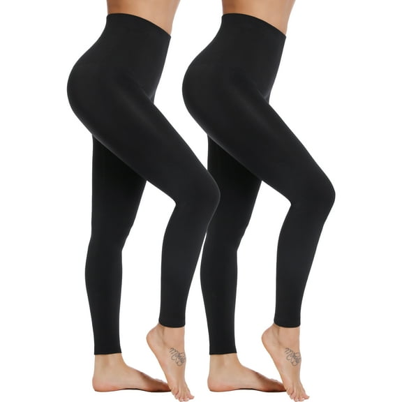 QRIC High Waisted Leggings - 2 Pack - Super Soft Full Length Opaque Slim