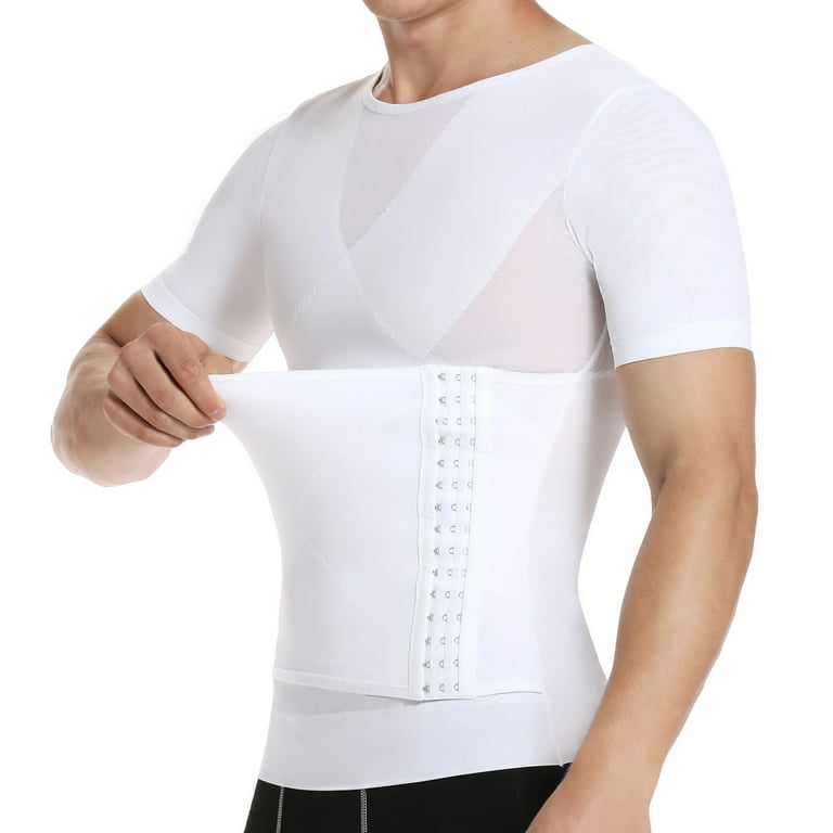 QRIC Men Body Shaper Slimming Vest Tight Tank Top Compression Shirt Tummy  Control Underwear Moobs Binder 
