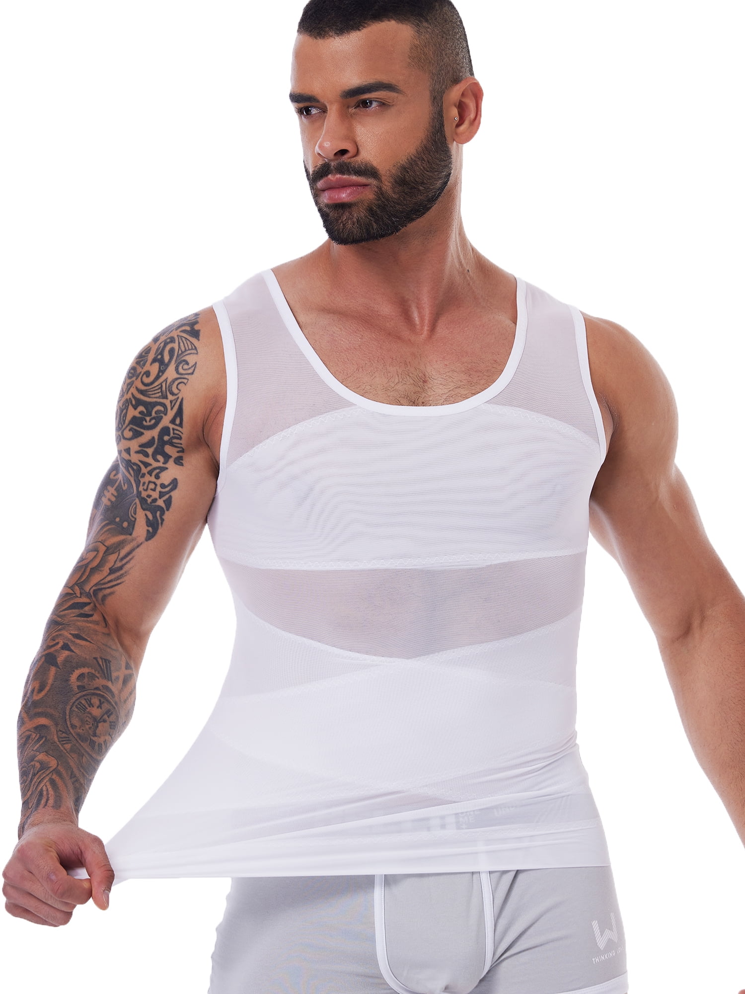 QRIC Men's Compression Shirt Body Shaper Slimming Workou Vest