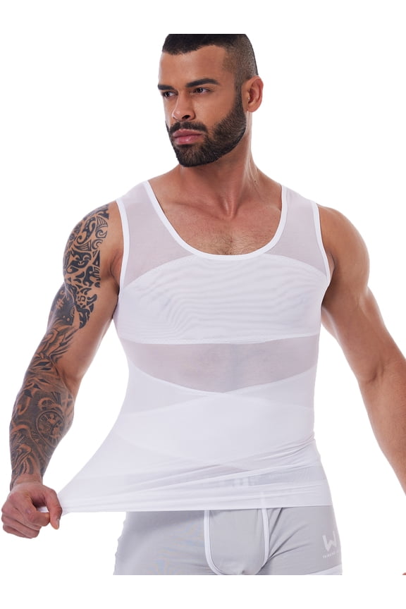 Men's Compression Shirt Body Shaper Slimming Workou Vest Tight Tummy Underwear Tank Top