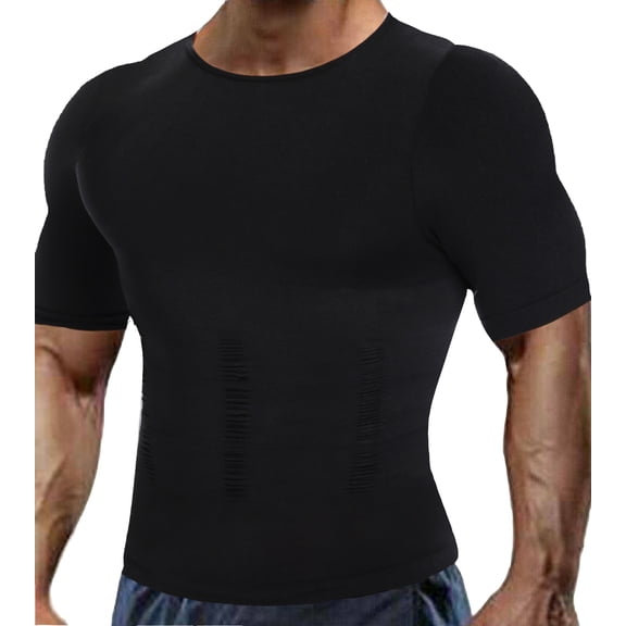 QRIC Men's Compression Shirt Undershirt Slimming Tank Top Workout Vest Abs Abdomen Slim Body Shaper