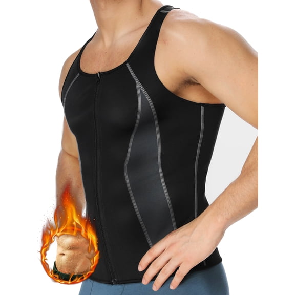 QRIC Men's Tank Top Shirt Vest Slimming Bodyshaper Tight Tank Top Tummy Control Gridle Sweat Hot Sauna Tank Top