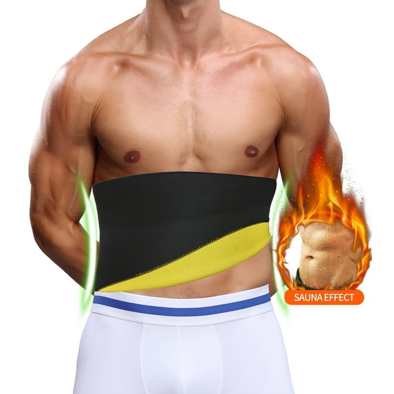 QRIC Men's Waist Trainer Sauna Workout Waist Trimmer Seamless Compression Waist Band for Weight Loss Sauna Slimming Waist Band Cincher for Running, Gym, Sports, Workout
