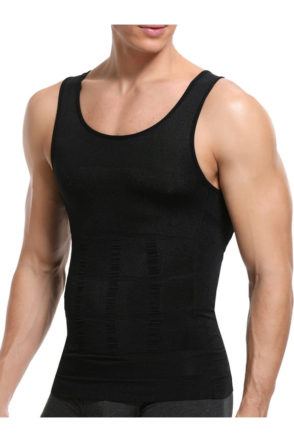 Mens Gynecomastia Compression Shirts Slimming Undershirt Body Shaper Tank Top Vest Abs Waist Trainer