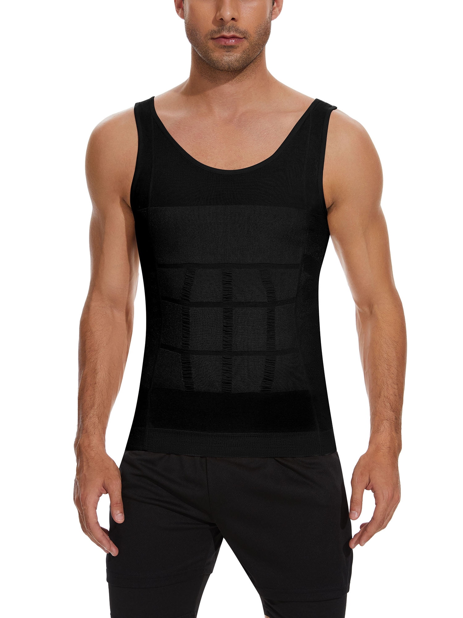 QRIC Mens Gynecomastia Compression Shirts Slimming Undershirt Body Shaper  Tank Top Vest Abs Waist Trainer