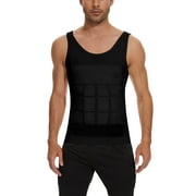 QRIC Mens Gynecomastia Compression Shirts Slimming Undershirt Body Shaper Tank Top Vest Abs Waist Trainer