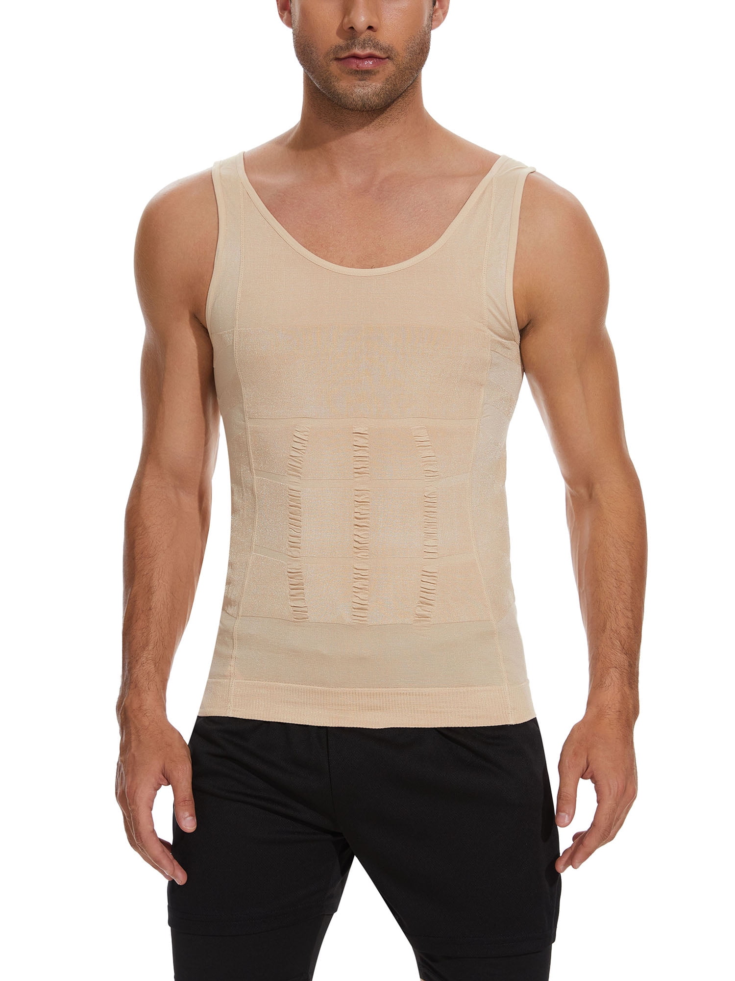 Mens Compression Shirt Slim Tank Top Gynecomastia Body Shaper Vest
