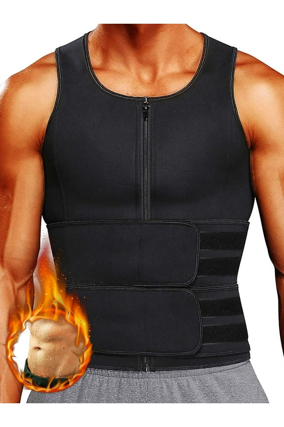 Neoprene Sauna Shapewear Suit for Men Waist Trainer Vest Zipper Body Shaper with Adjustable Tank Top