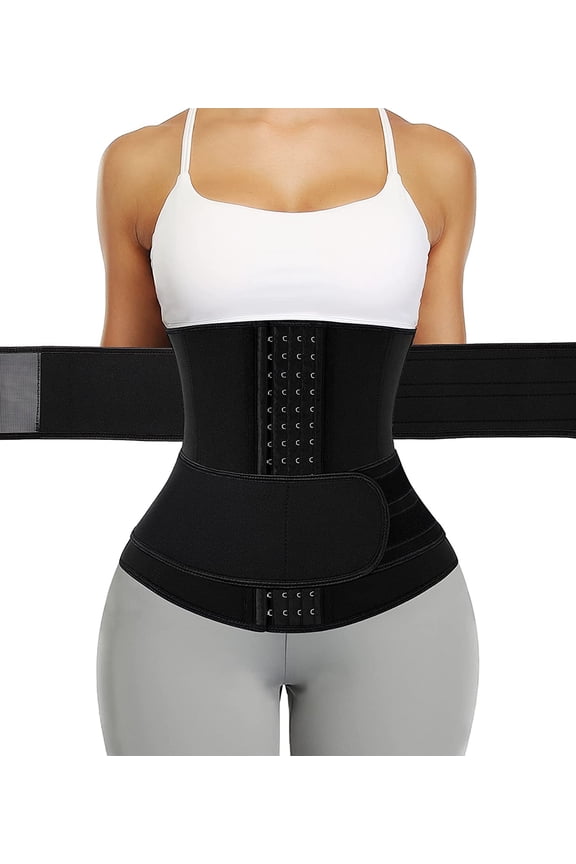 Neoprene Sauna Sweat Waist Trainer Corset for Women Waist Trimmer Girdle With Double Strap Workout Belts for Weight Loss